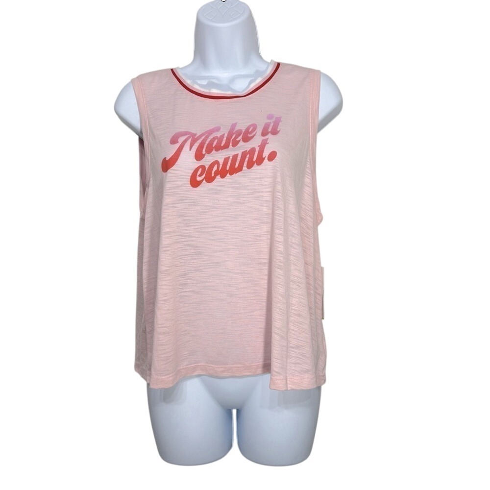 Old‎ Navy Go-Dry Active Tank Top Womens Medium Pink Make It Count Graphic Muscle